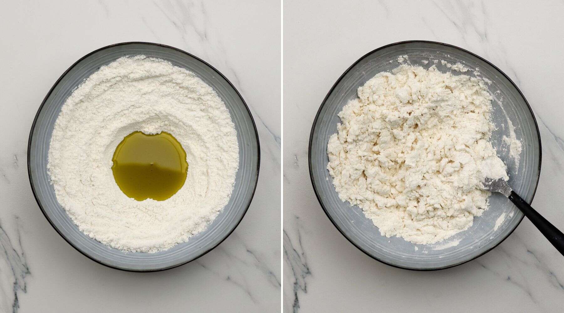 Add dry ingredients for flour tortilla and bring everything together.