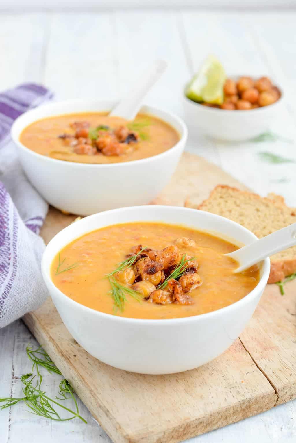 Curried Red Lentil Soup with Coconut Milk is creamy with a subtle curry flavour. This soup is rich in protein, healthy and nutritious.