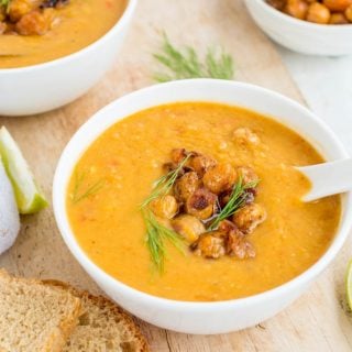 Curried Red Lentil Soup with Coconut Milk is creamy with a subtle curry flavour. This soup is rich in protein, healthy and nutritious.