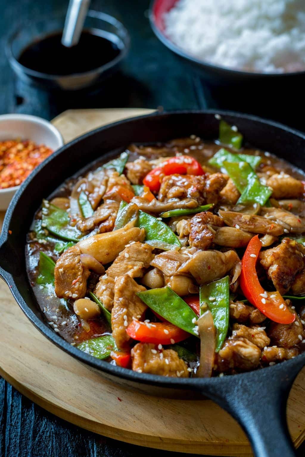 Ginger Chicken with Oyster Mushroom and Snow Peas Recipe | The Flavours ...
