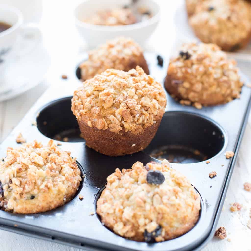 Blueberry Banana Muffin With Crunchy Granola Streusel Recipe | The ...