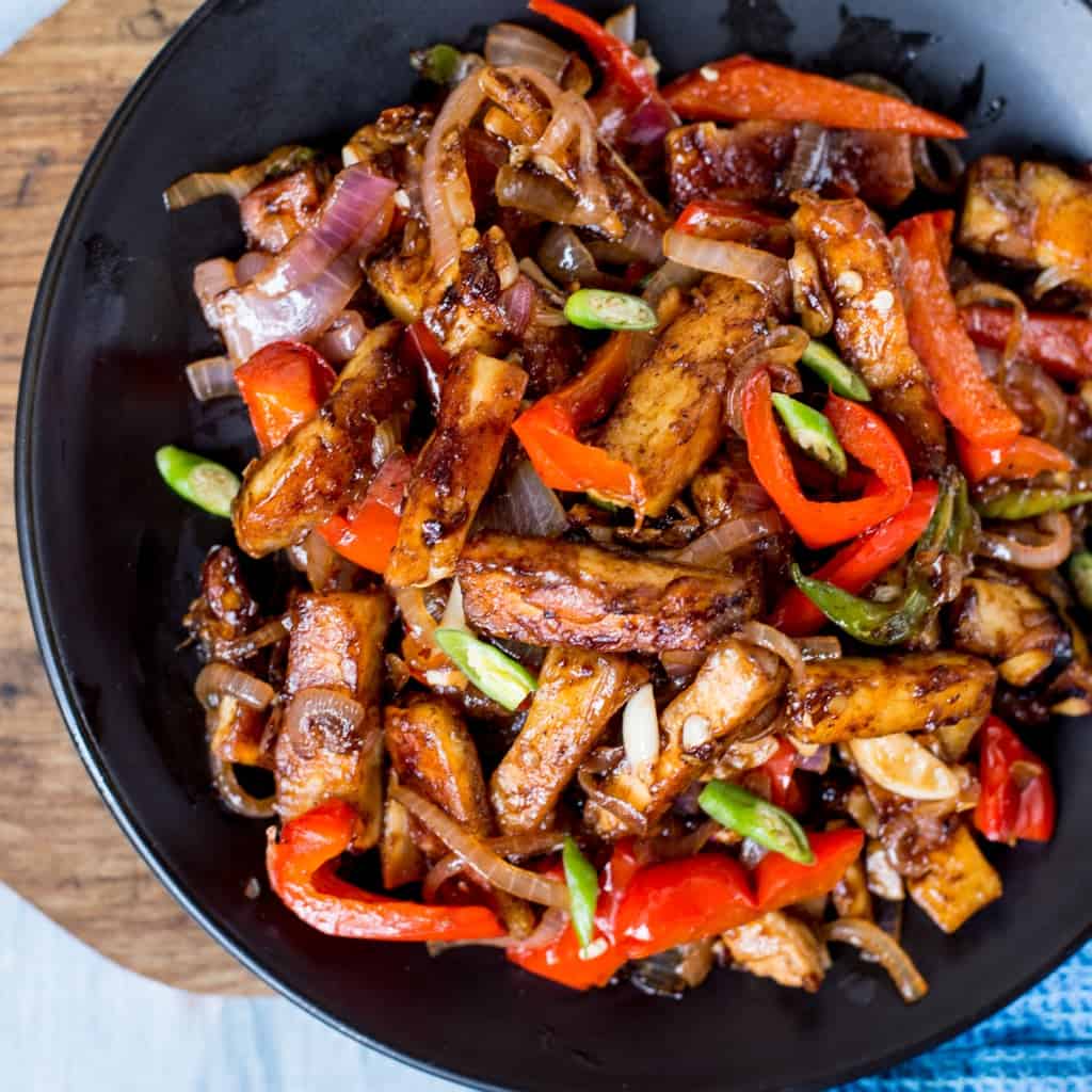 Crispy tofu fried in chinese garlic sauce