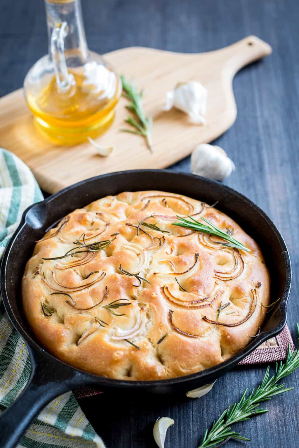 No Knead Roasted Garlic And Rosemary Focaccia Recipe The Flavours Of Kitchen