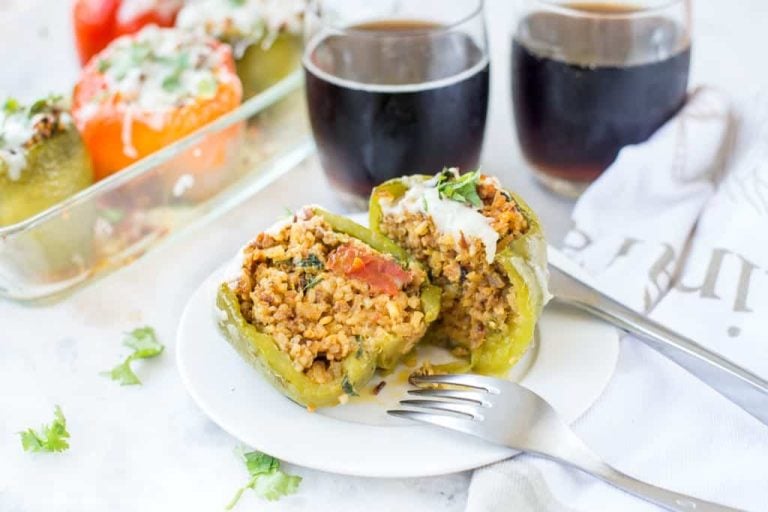 Stuffed Peppers with Spicy Lamb and Brown Rice