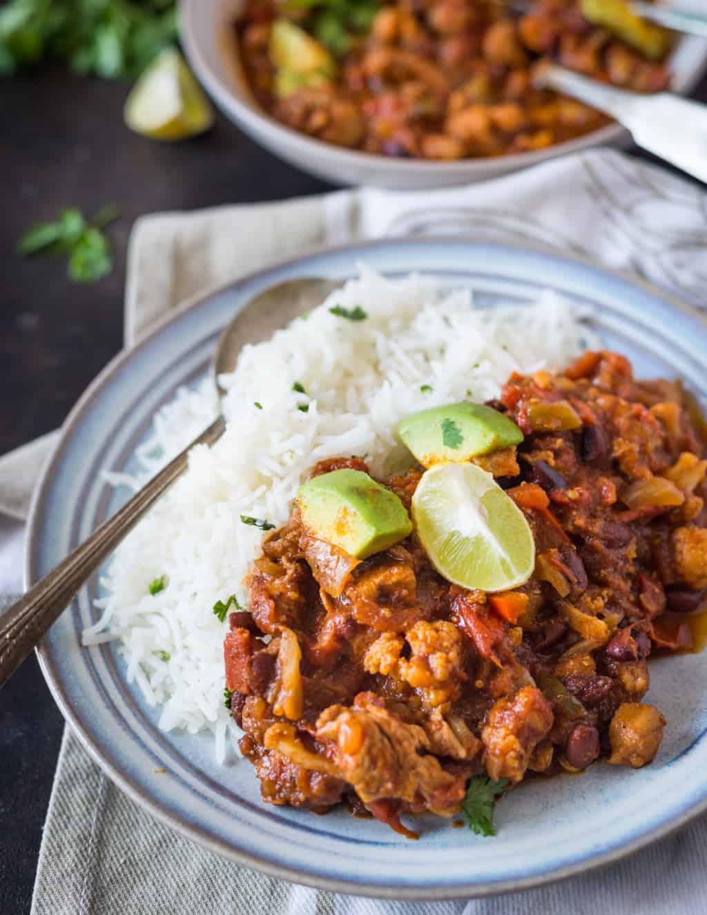 Cauliflower Chicken Chili Recipe | The Flavours of Kitchen