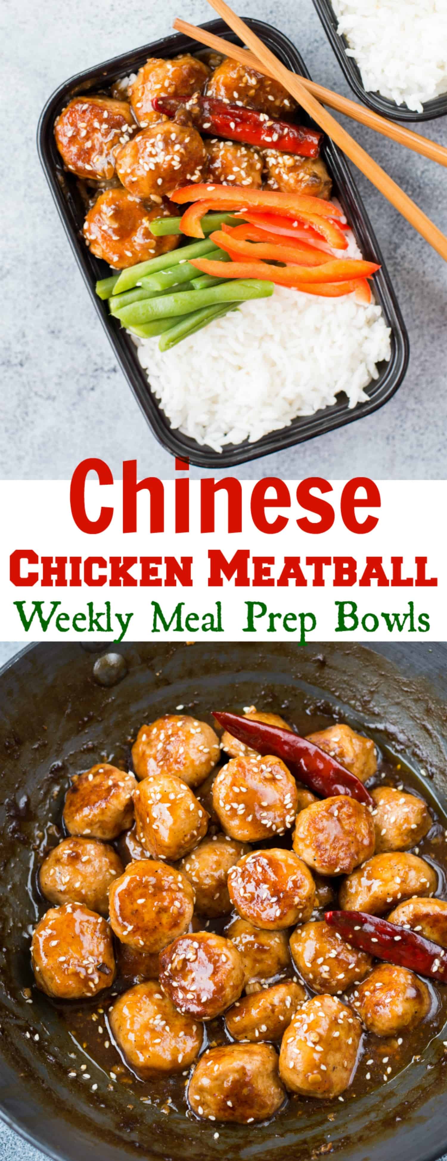  Spicy Chinese Chicken Meatballs Meal prep lunch bowl 