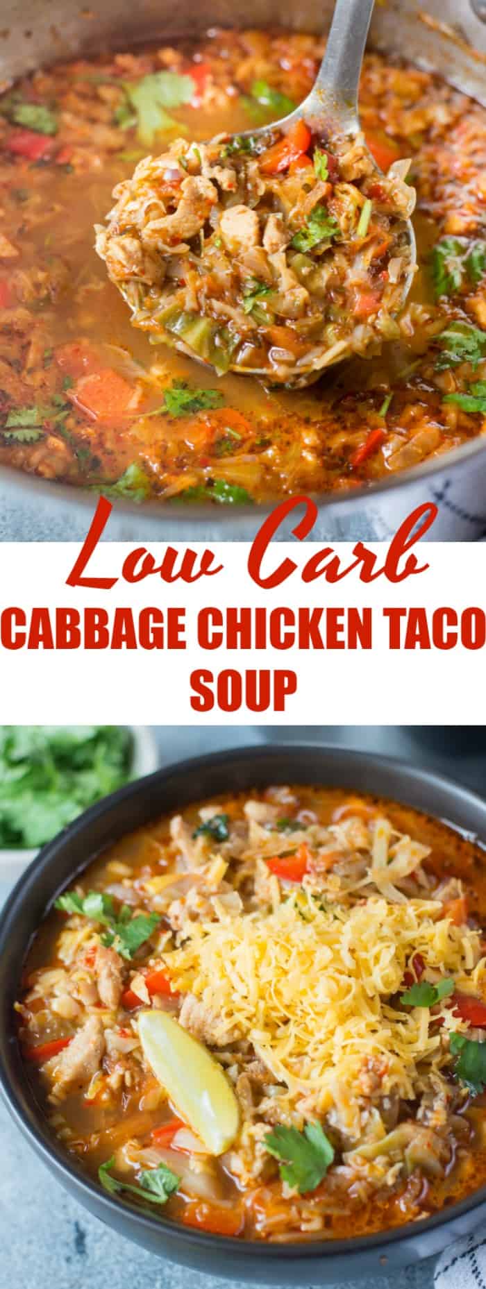 LOW CARB CABBAGE CHICKEN TACO SOUP - The flavours of kitchen