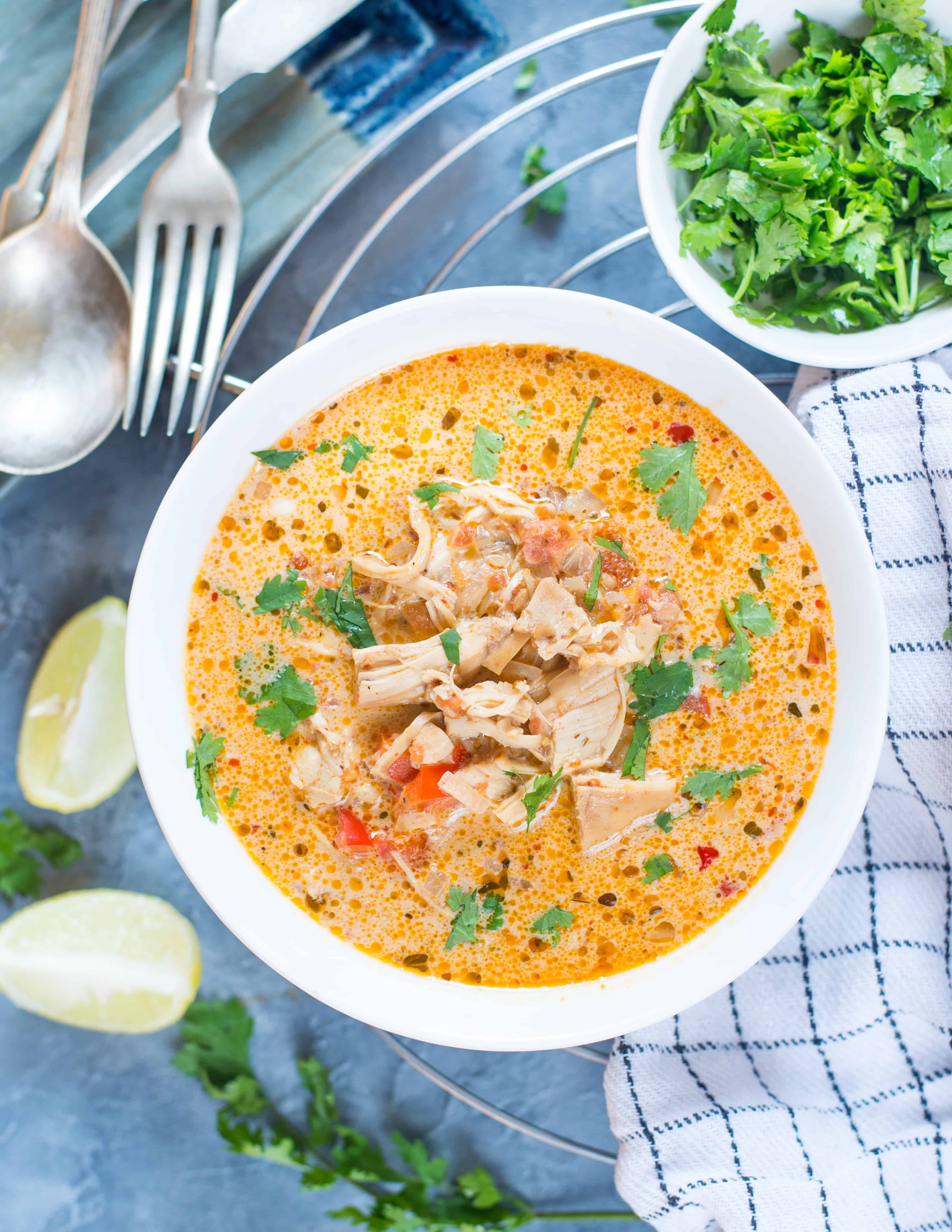 SLOW COOKER MEXICAN CHICKEN SOUP - KETO / LOW CARB