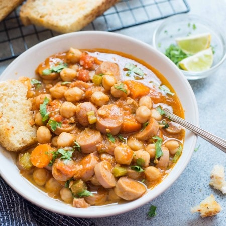 Slow Cooker Chickpea Sausage Stew - The flavours of kitchen