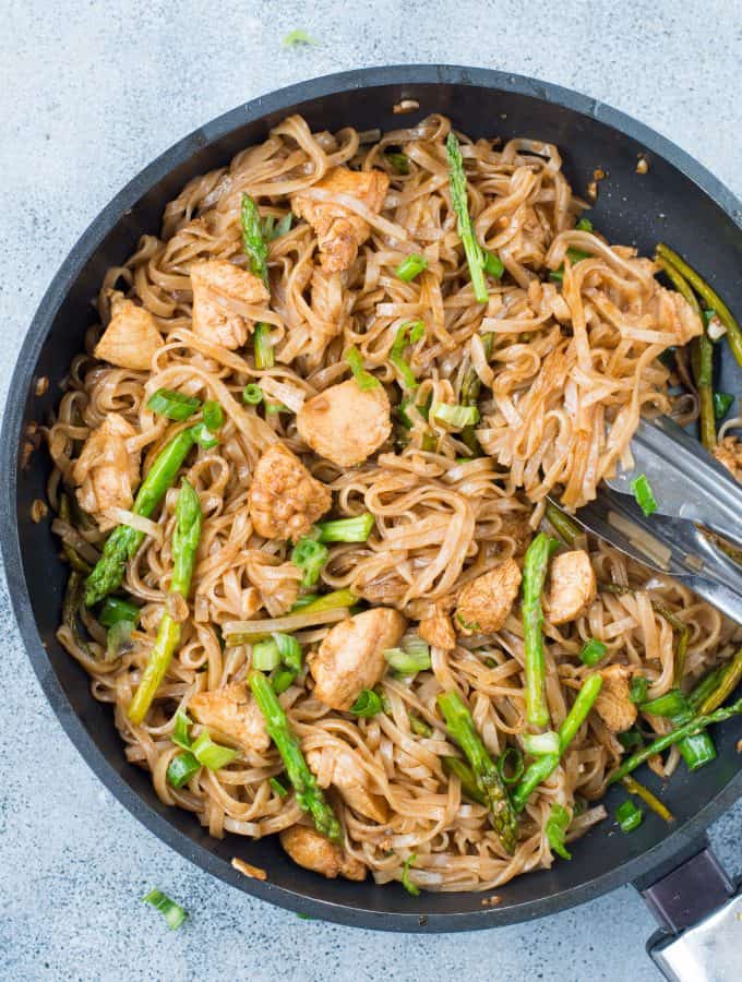 Chicken Asparagus Stir Fry Rice Noodles