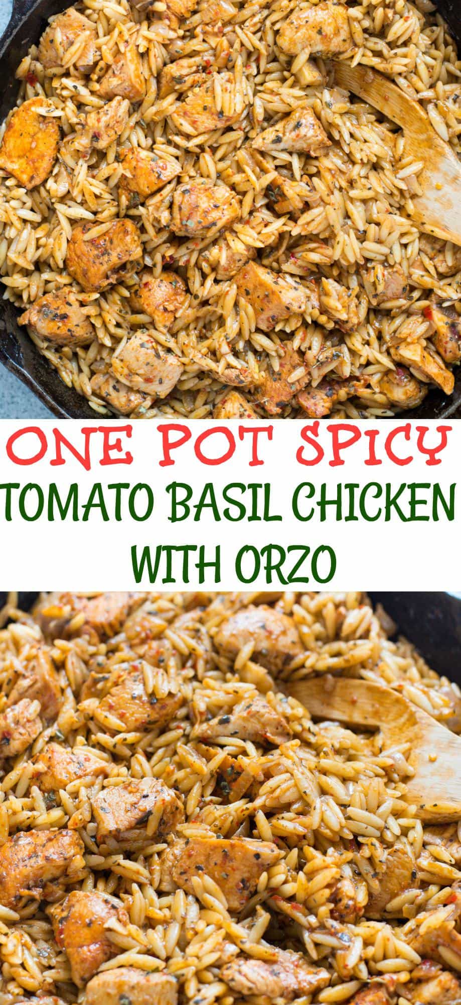 One Pot Spicy Tomato Basil Chicken With Orzo Recipe