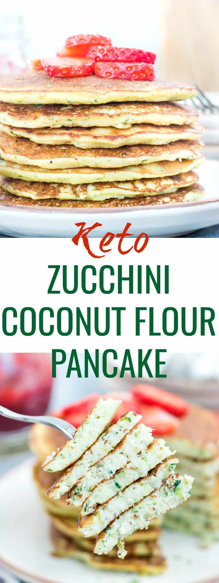 These  Low Carb Coconut Flour Pancakes with zucchini, cream cheese are fluffy, delicious and Keto friendly. Top these pancakes with fresh berries or Honey(Non-Keto) for a delicious breakfast.