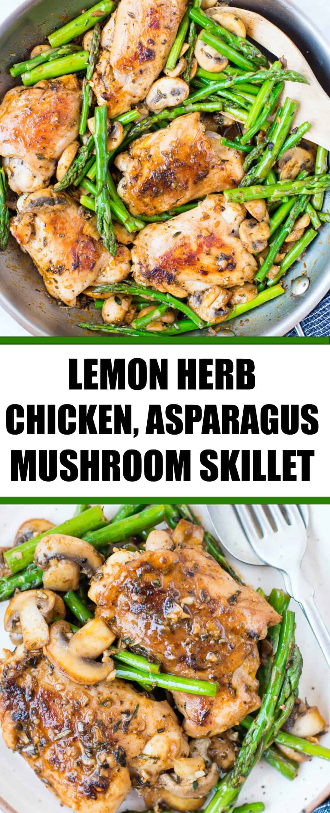 Pin of Chicken and Asparagus with mushroom in a lemon herb butter sauce