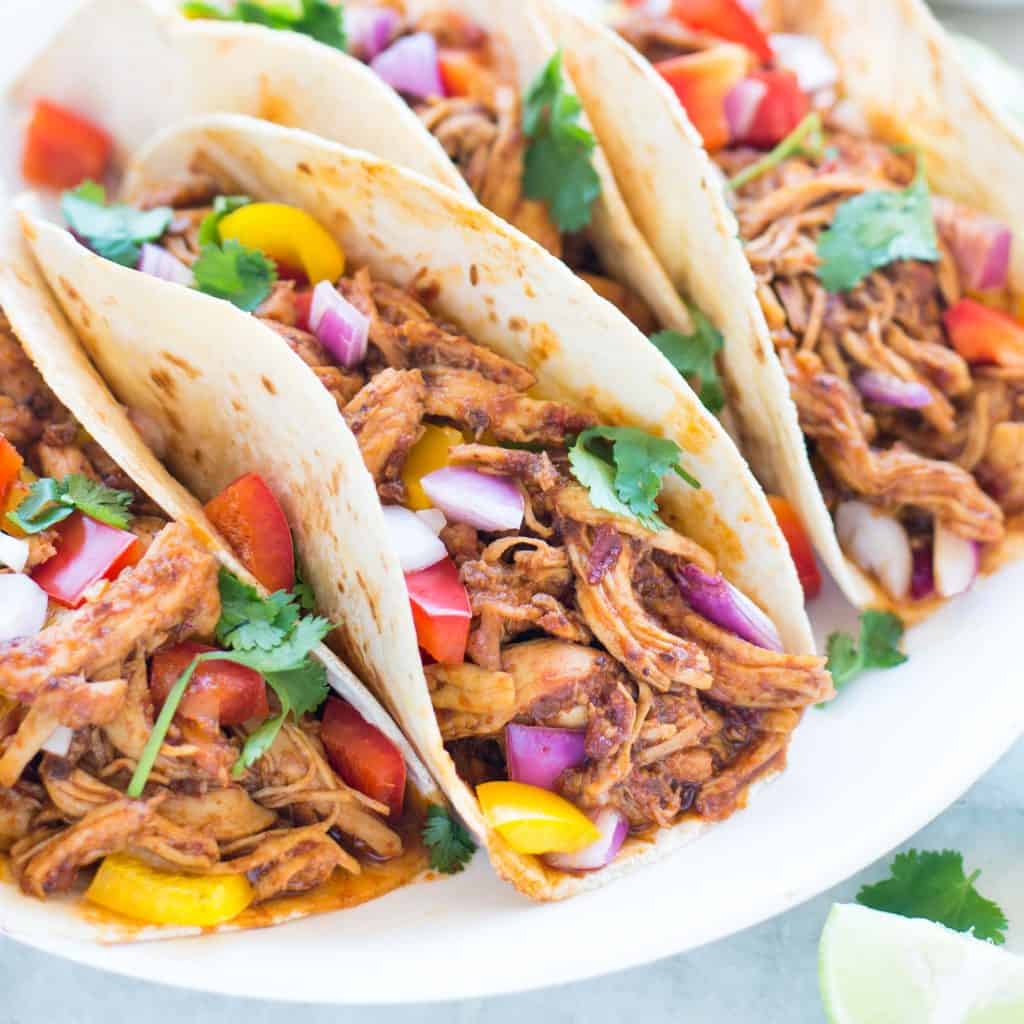 Slow Cooker Honey Chipotle Chicken Tacos