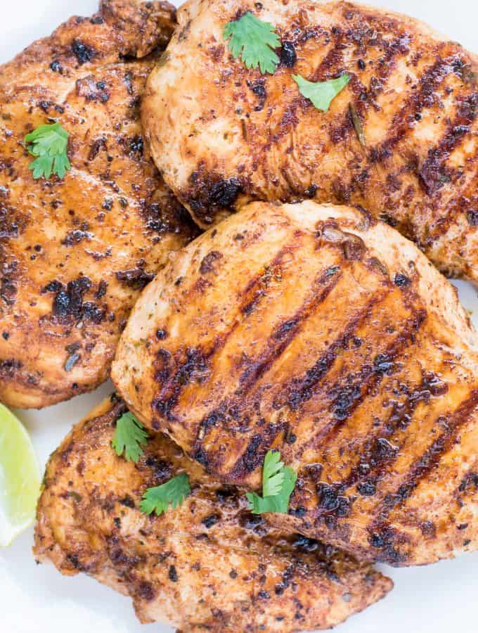 Chicken Breast marinated in Buttermilk, garlic, herb, spice marinade and grilled to perfection. This Easy Grilled Chicken Breast With Buttermilk Marinade is super moist and Juicy. Best for a quick weeknight dinner or for summer barbeques. 