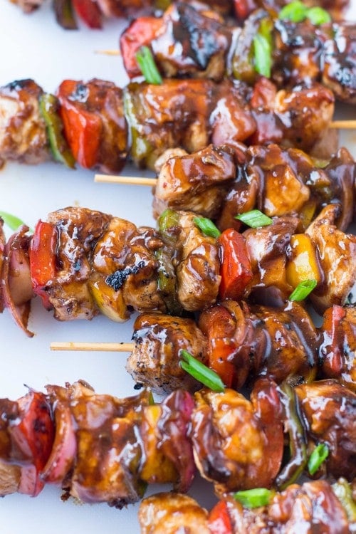 These amazing Teriyaki Chicken with sweet and savory Teriyaki Sauce are absolutely delicious. Tender Chicken, crunchy peppers and Onion, these grilled chicken skewers are perfect appetizers for your summer barbecue.  