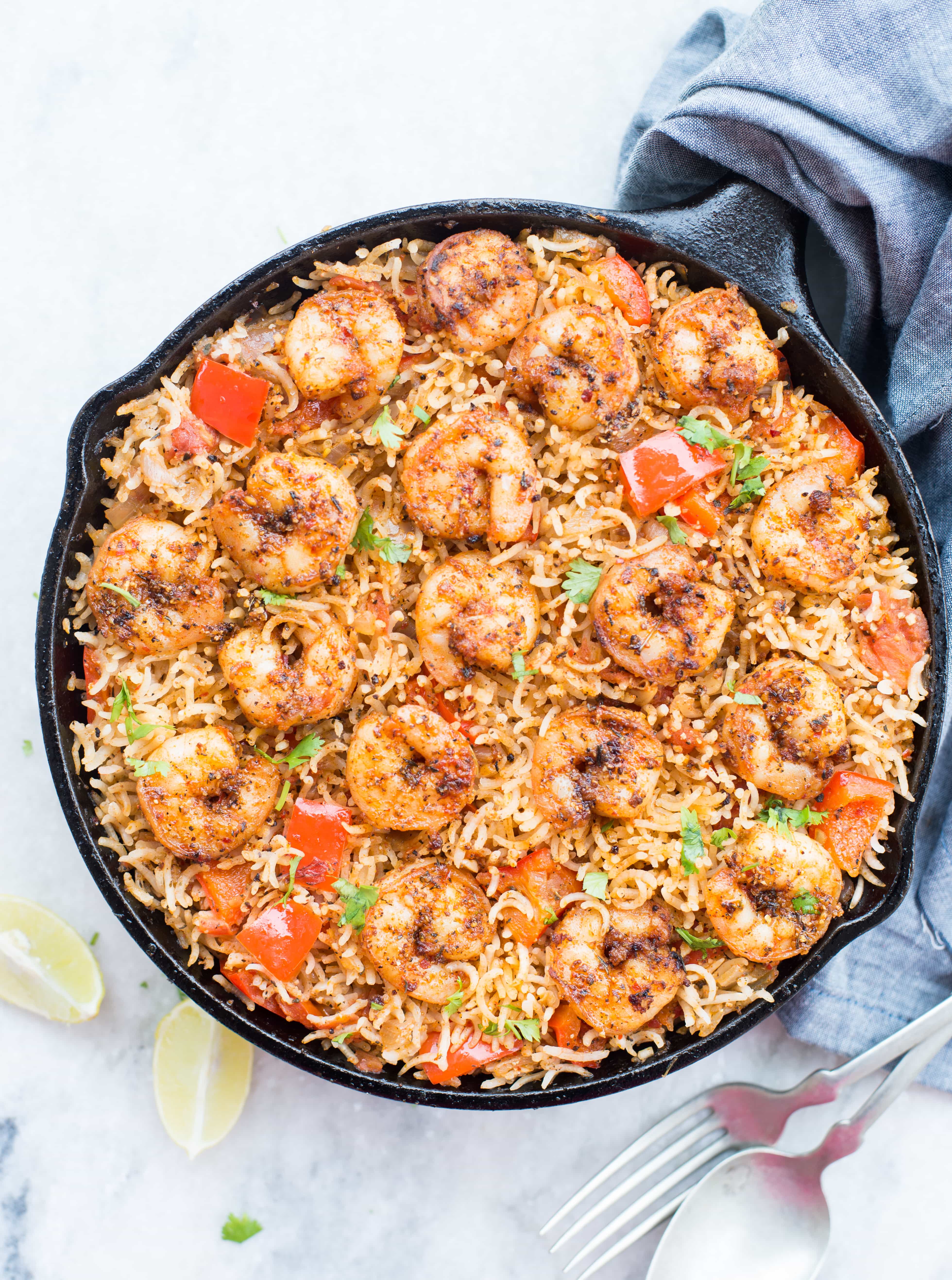 Cajun Shrimp and Rice Skillet are that one pan dinner recipe, your family is going to love. It is spicy with lots of flavour from Cajun Spice. A perfect Shrimp and rice recipe, that takes less than 30 minutes from stove to table.
