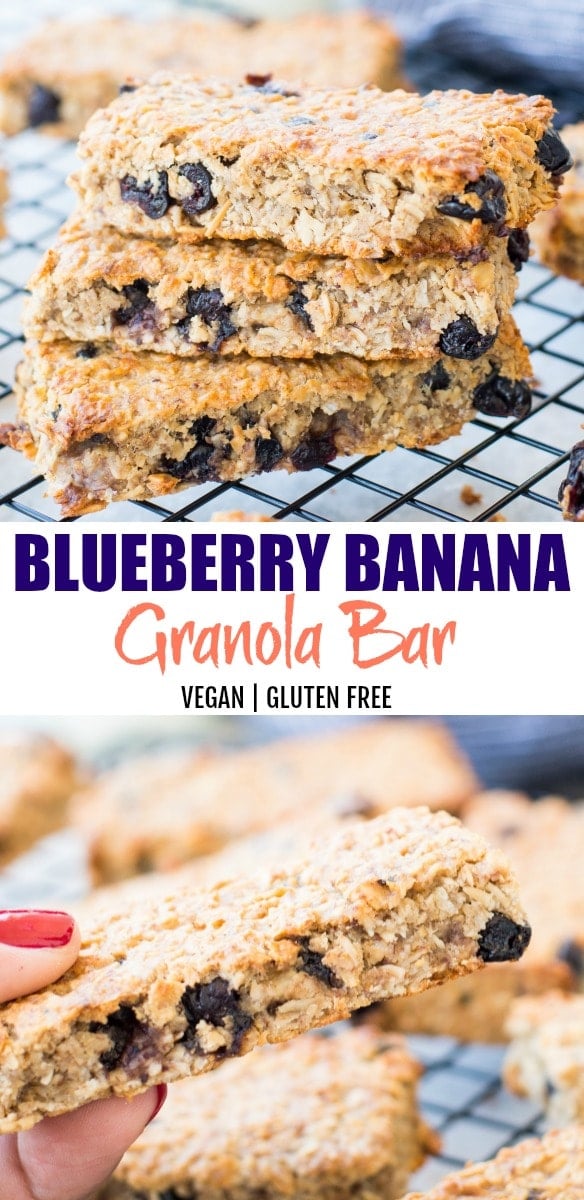 Healthy Blueberry Banana Granola bar is our new obsession at home. These soft and chewy homemade granola bars are gluten-free, vegan and refined sugar-free.