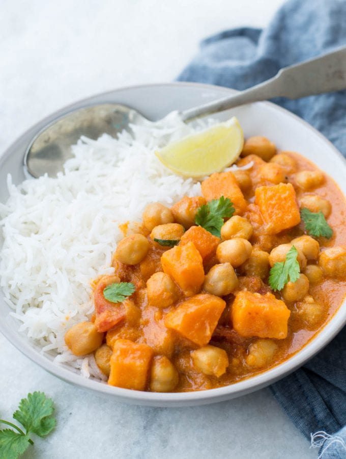 You need only 20 minutes to make this delicious Instant pot Sweet Potato Chickpea Curry. This fragrant and delicious Sweet Potato Curry made in the Instant Pot is Gluten-free and Vegan.