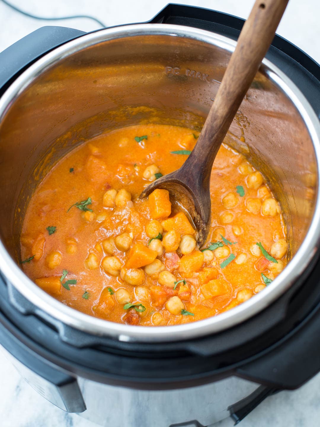 You need only 20 minutes to make this delicious Instant pot Sweet Potato Chickpea Curry. This fragrant and delicious Sweet Potato Curry made in the Instant Pot is Gluten-free and Vegan.