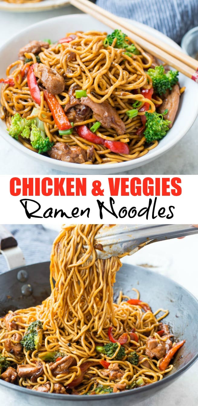 Les nouilles Ramen au poulet avec une sauce sauté savoureuse ne prennent que 20 minutes à préparer et sont meilleures que les plats à emporter. Cette recette de nouilles Ramen faciles est un dîner de milieu de semaine parfait et personnalisable selon vos préférences.