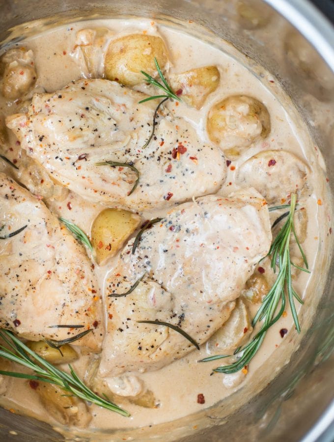 This Instant Pot Creamy Balsamic Chicken and Potatoes with delicious rich Cream Sauce takes only 15 minutes to make. With amazing Balsamic cream sauce, this Instant Pot Chicken with Potatoes is a family friendly dinner.