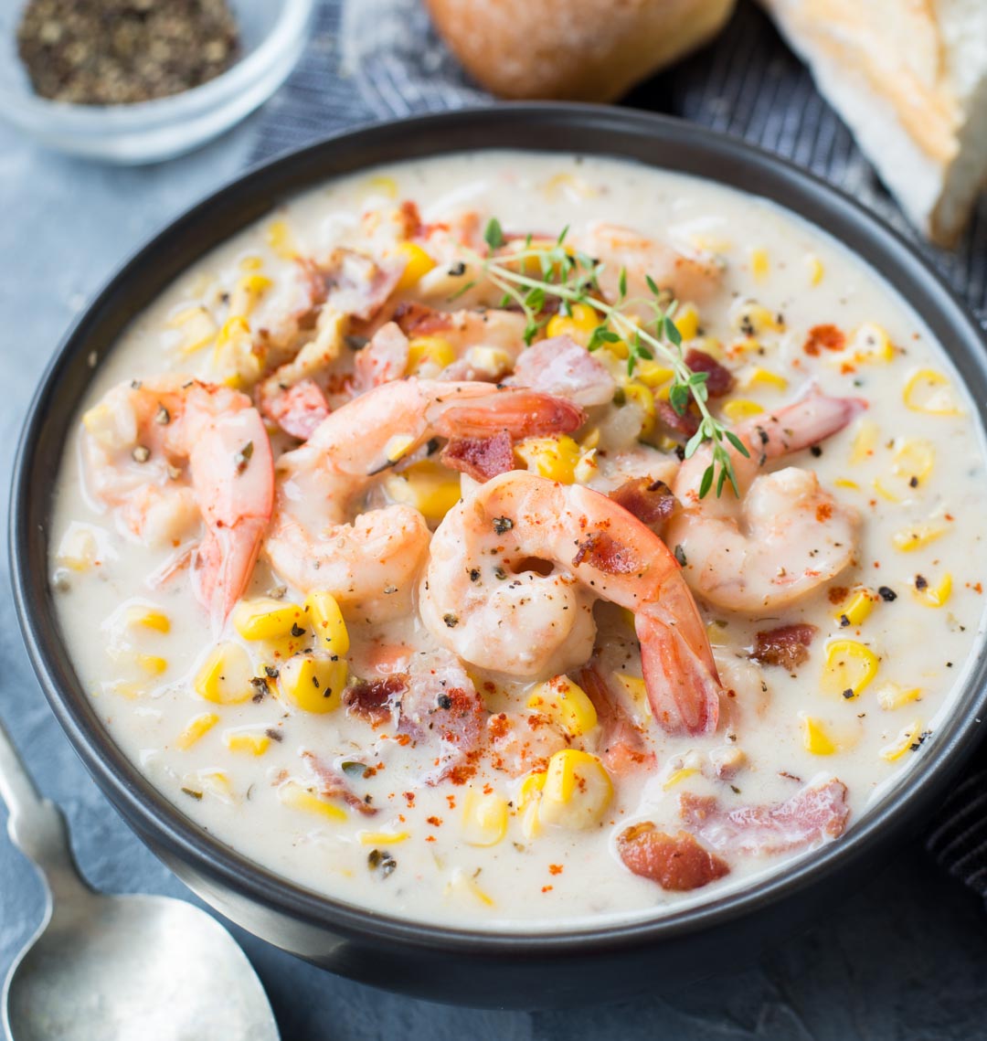 Bacon Shrimp Corn Chowder The flavours of kitchen