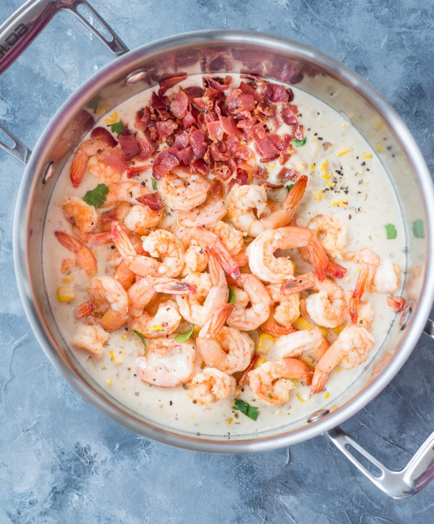 Bacon Shrimp Corn Chowder - The flavours of kitchen