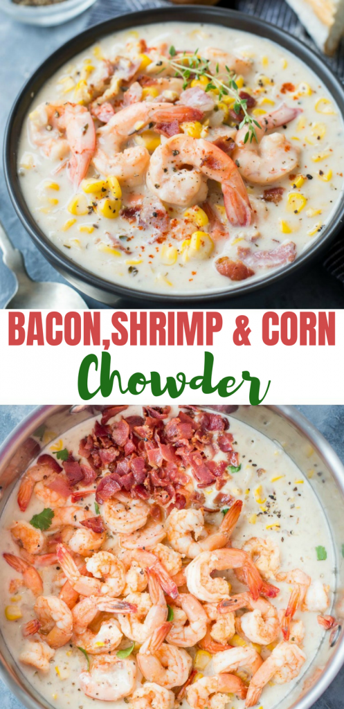Bacon Shrimp Corn Chowder - The flavours of kitchen