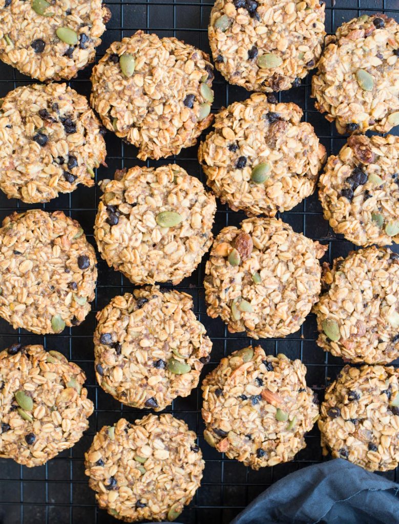 These Healthy Breakfast Cookies made with Banana, Oatmeal, nuts, seeds are gluten-free and Vegan. These make-ahead breakfast cookies are perfect for busy mornings.