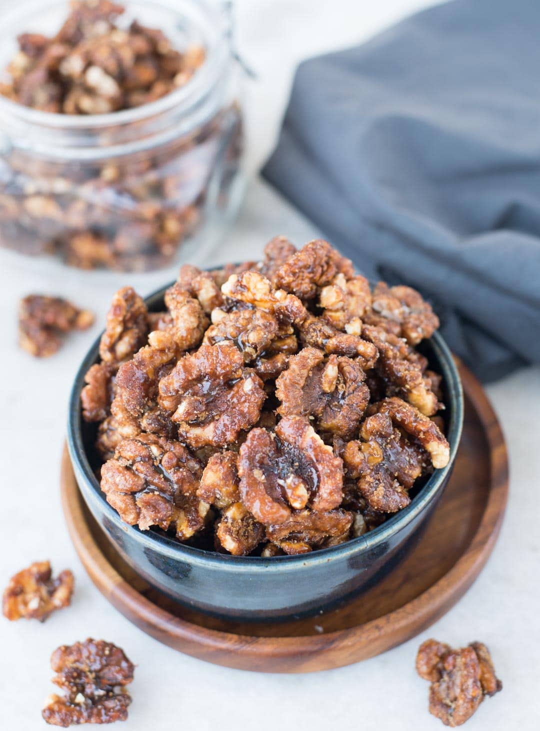 These Candied walnuts are roasted with honey and spices till crunchy, then tossed in brown sugar. Honey Spiced Candied Walnuts are addictive snacks, can be added to salads and perfect for gifting this holiday season.