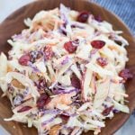 Crunchy apples, Cabbage, carrot, Tart Cranberries in a creamy dressing, this Apple Coleslaw or Apple Slaw is healthy and easy to make. A perfect side dish to serve and can be made in just 10 minutes.