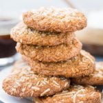 Chewy Coconut Cookies with Brown Butter has a nutty flavour from Brown butter and toasted Coconuts flakes. These easy to bake Coconut Cookies have a crispy edge and a soft chewy centre.