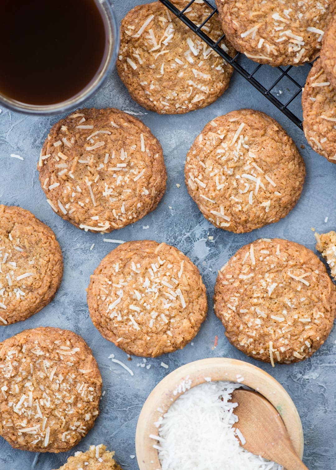 Chewy Coconut Cookies with Brown Butter has a nutty flavour from Brown butter and toasted Coconuts flakes. These easy to bake Coconut Cookies have a crispy edge and a soft chewy centre.