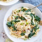 Lemon Garlic Kale Pasta. Pasta, Kale, Mushroom, peas tossed in a buttery lemon garlic sauce and topped with Parmesan. This one-pan delicious dinner is easy and quick to make