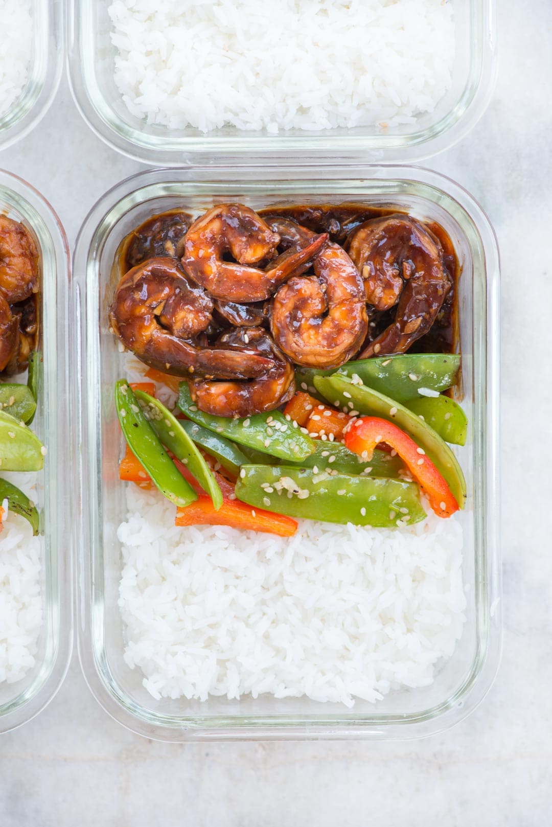 Vegetable Shrimp Stir fry with an incredible sauce takes less than 30 minutes to prepare. Make it ahead and it is perfect for healthy meal prep.