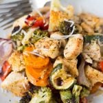 Oven Roasted Vegetables with Chicken is vegetables, chicken tossed in butter, Italian seasoning and roasted until charred and tender. Roasted vegetables are super easy to make and healthy too.