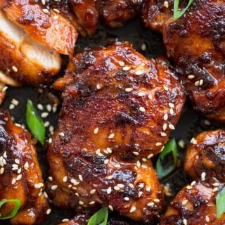 Sticky Korean Chicken made with Gochujang, soy sauce based marinade is bold in flavours and really easy to make. Chicken thighs coated in a sweet and spicy sauce and cooked until juicy.