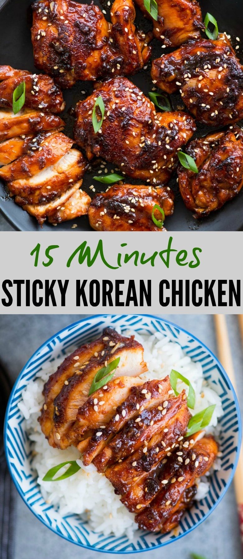 Sticky Korean Chicken made with Gochujang, soy sauce based marinade is bold in flavours and really easy to make. Chicken thighs coated in a sweet and spicy sauce and cooked until juicy.