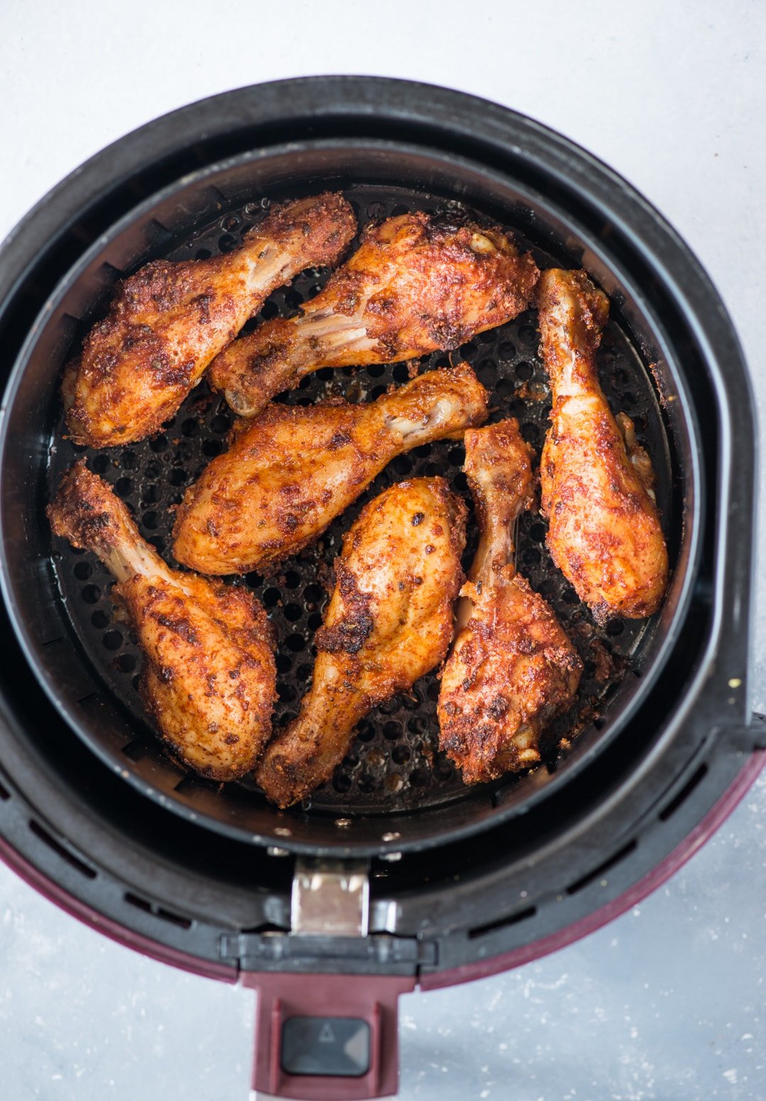 Air fryer chicken coated with a sweet and spicy dry rub is really juicy and as good as deep-fried version. This air fryer Chicken Recipe takes only 15 minutes to make.