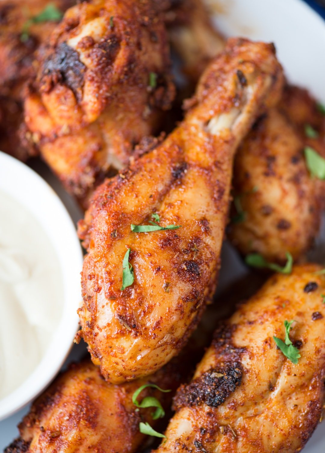 Air fryer chicken coated with a sweet and spicy dry rub is really juicy and as good as deep-fried version. It takes only  15 minutes to make and totally a guilt-free appetizer.