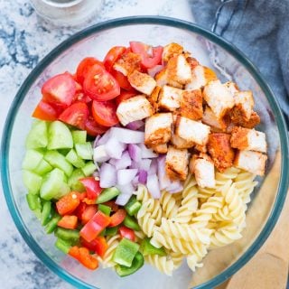 Chicken Pasta Salad for summer barbecues or light lunch. Grilled Chicken, Pasta and veggies tossed in a refreshing Lemon Herb Dressing is so delicious and filled with goodness.