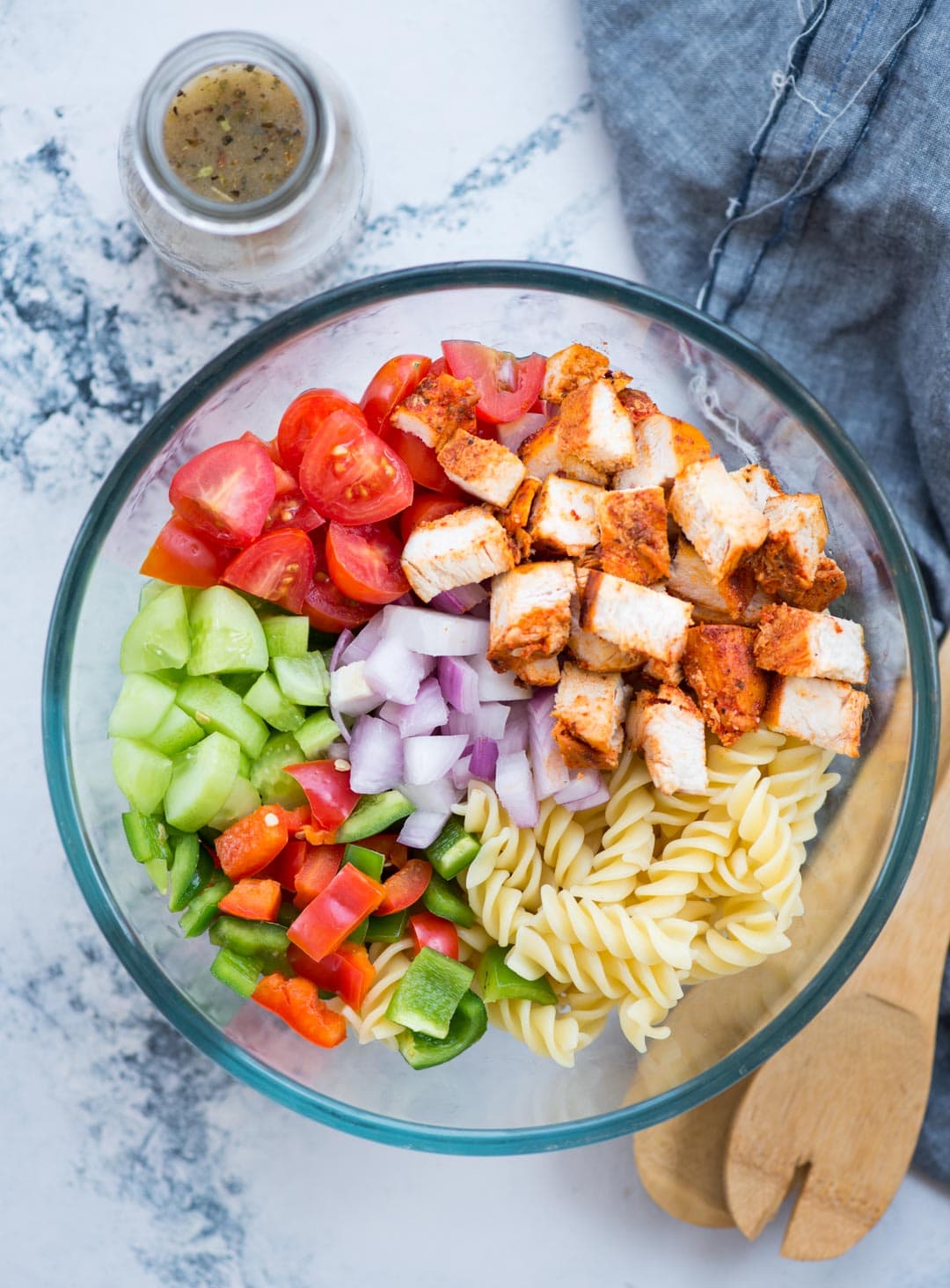 Chicken Pasta Salad for summer barbecues or light lunch. Grilled Chicken, Pasta and veggies tossed in a refreshing Lemon Herb Dressing is so delicious and filled with goodness.