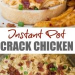 Crack chicken made in the Instant Pot with Chicken, Ranch Seasoning, cream cheese, Cheddar and crispy bacon is incredibly delicious and easy to make.
