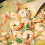 Delicious Thai Shrimp Curry simmered in Thai Green green curry paste and creamy coconut milk takes less than 20 minutes to make.