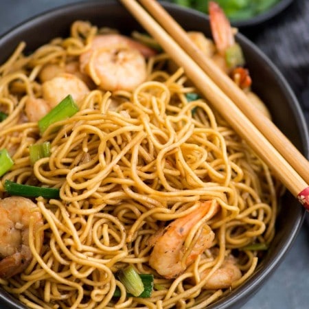 Asian Shrimp Garlic Noodles - The flavours of kitchen