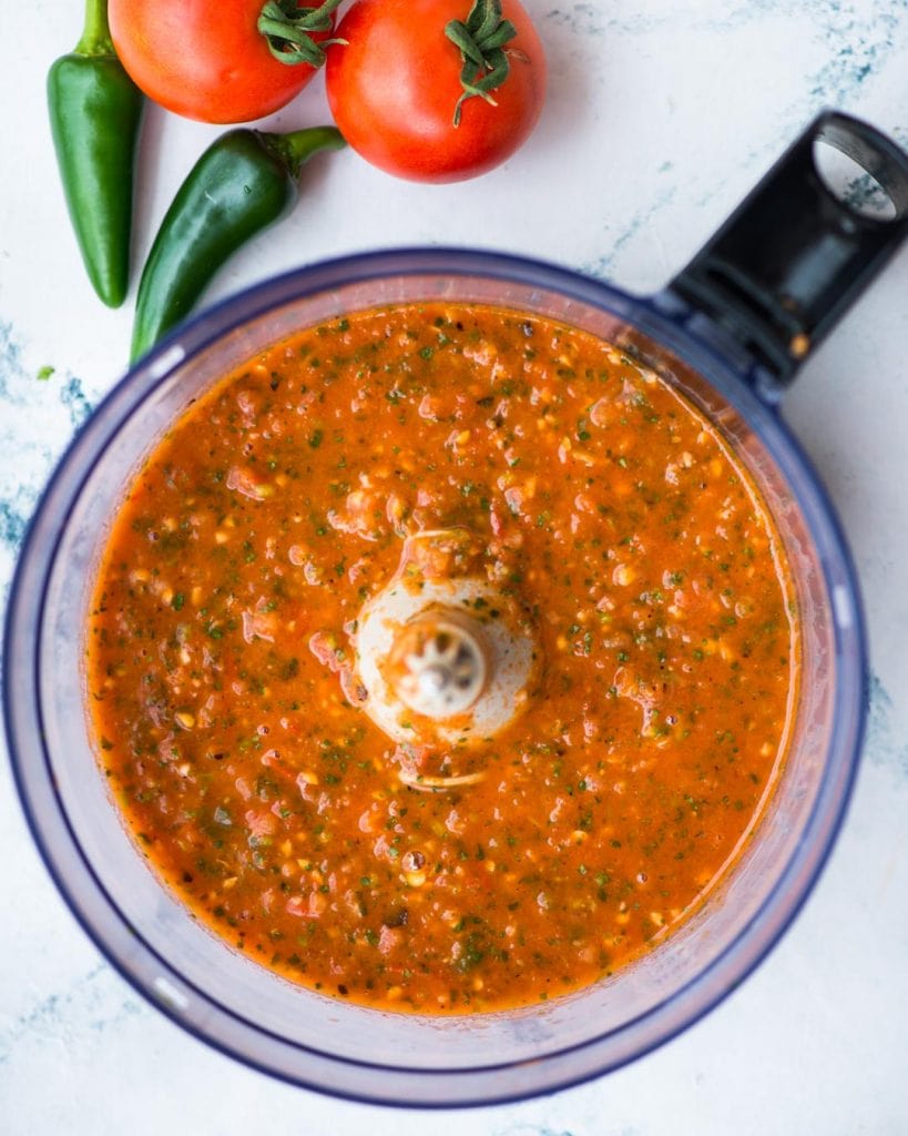 Tomato Salsa made in a food processor