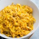 Simple Chicken and Cabbage stir fry with aromatics like garlic and curry powder is really quick to make. This Cabbage stir fry is delicious and low carb.