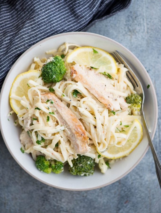 Lemon Chicken Broccoli Pasta with incredibly creamy lemon parmesan sauce is light and refreshing. A filling dinner ready in just 30 minutes.