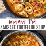 Sausage Tortellini Soup made in an Instant Pot is delicious and easy to make. A bowl of Creamy Tomato based broth, Sausage, Cheesy soft Tortellini and a generous sprinkle of parmesan is filling and flavourful.